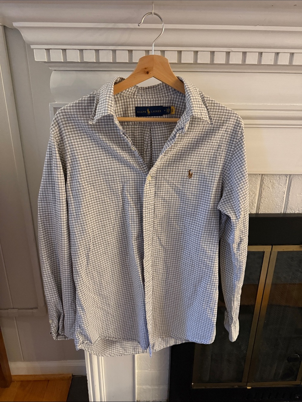 Ralph Lauren Grey and White Gingham Button-Down Shirt